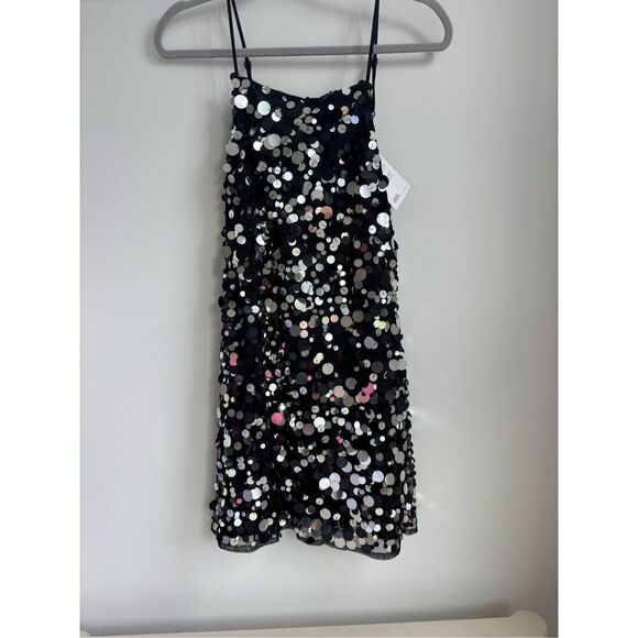 NWT ASOS Embellished Cami Mini Dress in Black Disc Sequin, Sz 6, $130 - Picture 2 of 7